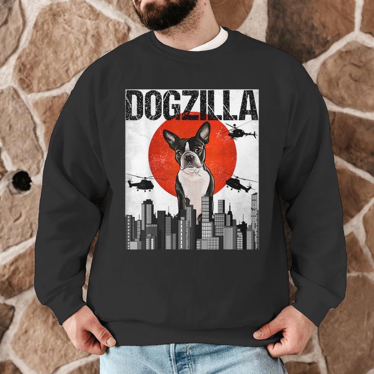 Vintage Japanese Dogzilla Boston Terrier Men Graphic Sweatshirt, novelty gifts, funny gifts