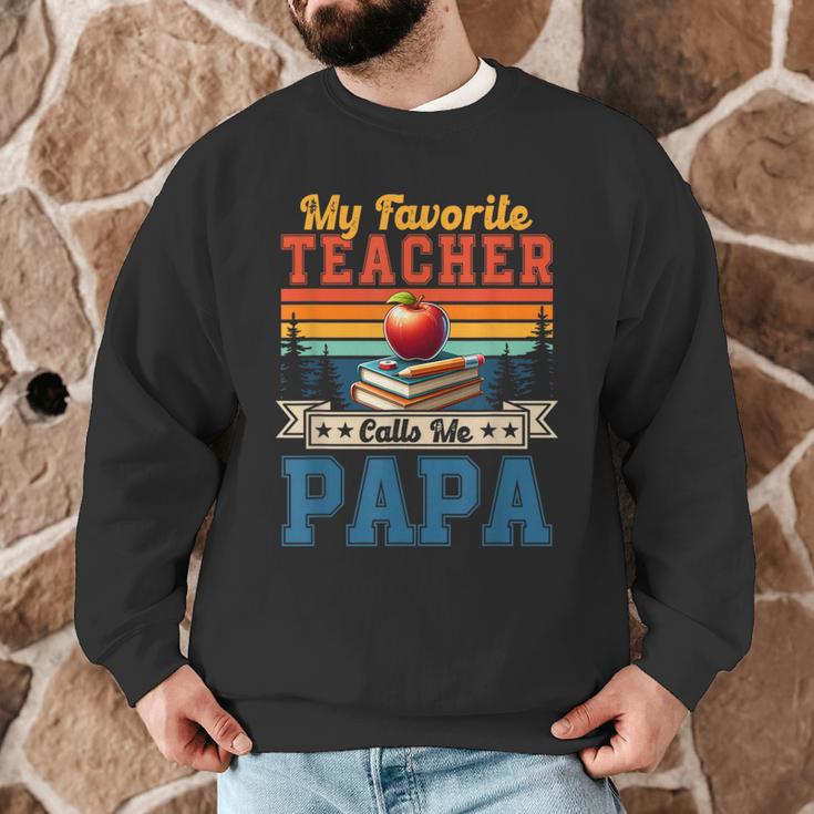 Vintage Retro My Favorite Teacher Calls Me Papa Father's Day Men Graphic Sweatshirt, novelty gifts, funny gifts