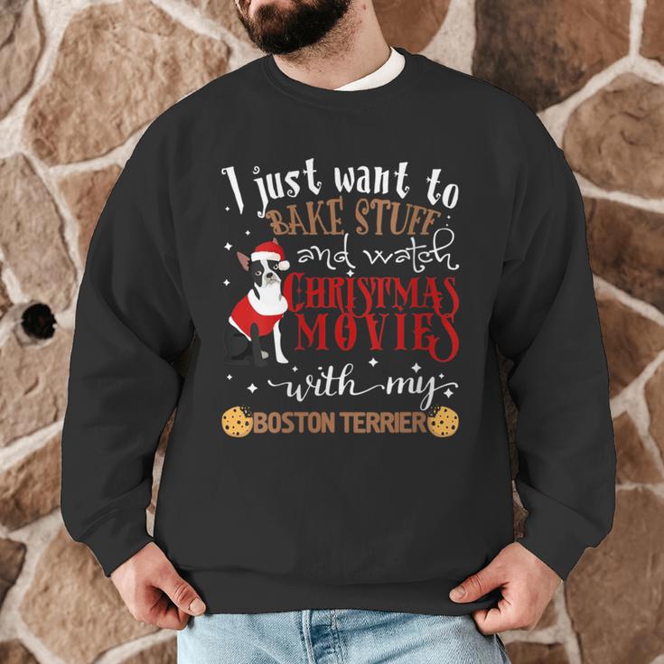 Watch Christmas Movies With My Boston Terrier Bostie Men Graphic Sweatshirt, novelty gifts, funny gifts