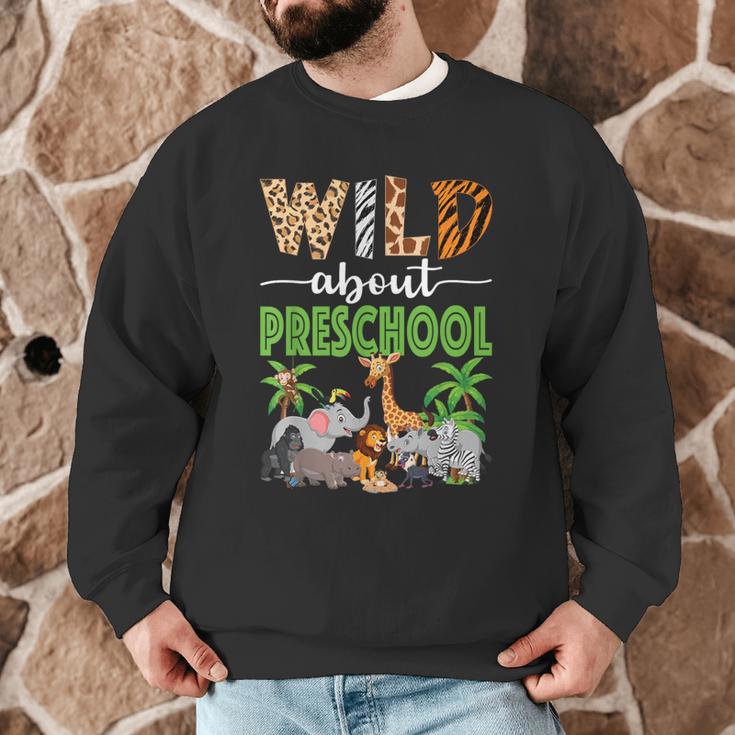 Wild About Preschool Teacher Student Preschool Zoo Safari Men Graphic Sweatshirt, novelty gifts, funny gifts