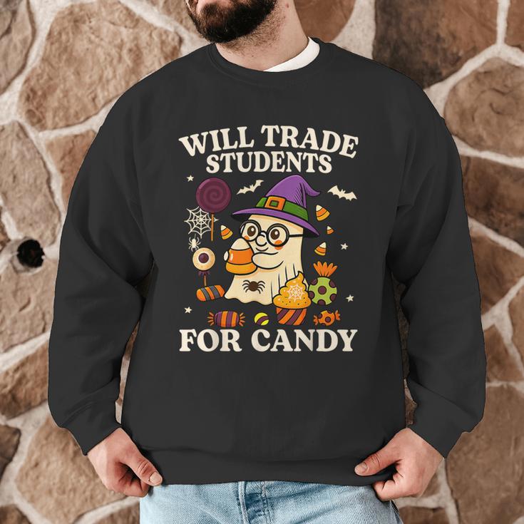 Will Trade Students For Candy Teacher Ghost Halloween Men Graphic Sweatshirt, novelty gifts, funny gifts