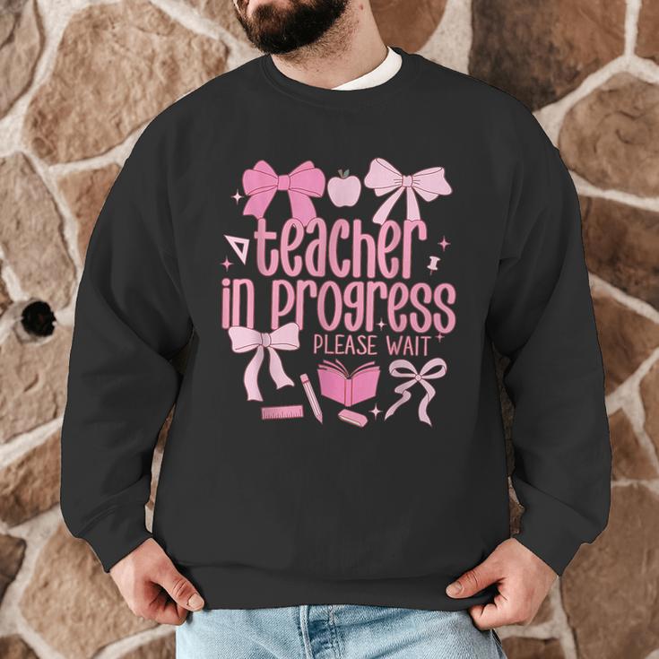 Women Teacher In Progress Coquette Pink Bow Future Teacher Men Graphic Sweatshirt, novelty gifts, funny gifts Women Teacher In Progress Coquette Pink Bow Future Teacher Men Graphic Sweatshirt, novelty gifts, funny gifts