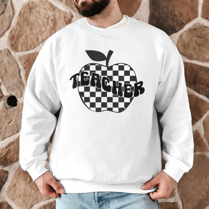 Back To School Checkered Apple Teacher Checkerboard Teacher For Men Women Girls Kids Men Graphic Sweatshirt, novelty gifts, funny gifts