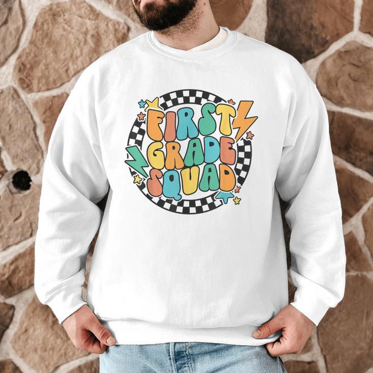 Back To School Groovy Teacher 1st First Grade Crew Squad Men Graphic Sweatshirt, novelty gifts, funny gifts