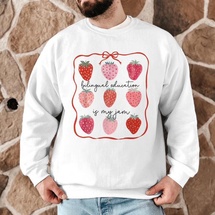Bilingual Education Is My Jam Strawberry Spanish Teacher Men Graphic Sweatshirt, novelty gifts, funny gifts Bilingual Education Is My Jam Strawberry Spanish Teacher Men Graphic Sweatshirt, novelty gifts, funny gifts