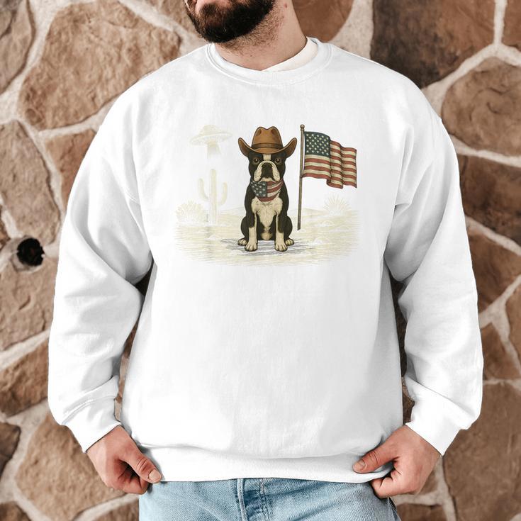 Boston Terrier 4th Of July US American Flag Dog Patriotic Men Graphic Sweatshirt, novelty gifts, funny gifts