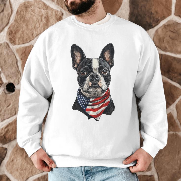 Boston Terrier American Flag Men Graphic Sweatshirt, novelty gifts, funny gifts