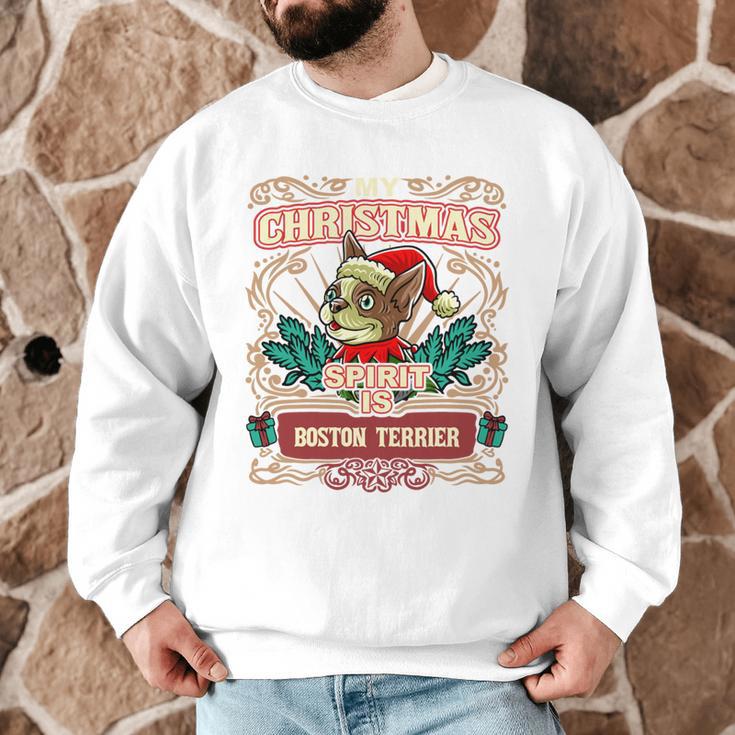 Boston Terrier My Christmas Spirit Dog Santa Claus X-Mas Men Graphic Sweatshirt, novelty gifts, funny gifts