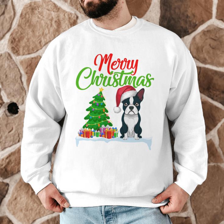 Boston Terrier Christmas Tree Lights Xmas Dog Lover Men Graphic Sweatshirt, novelty gifts, funny gifts