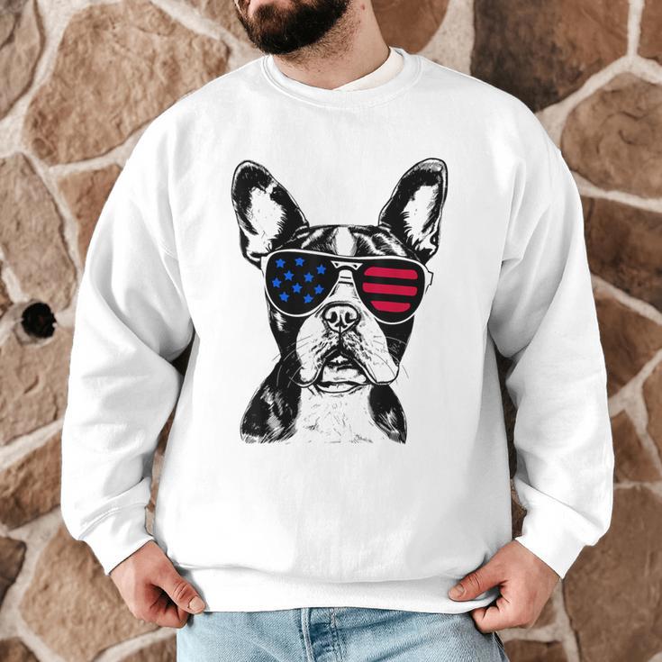 Boston Terrier Dog 4th July America USA Flag Men Women Kids Men Graphic Sweatshirt, novelty gifts, funny gifts