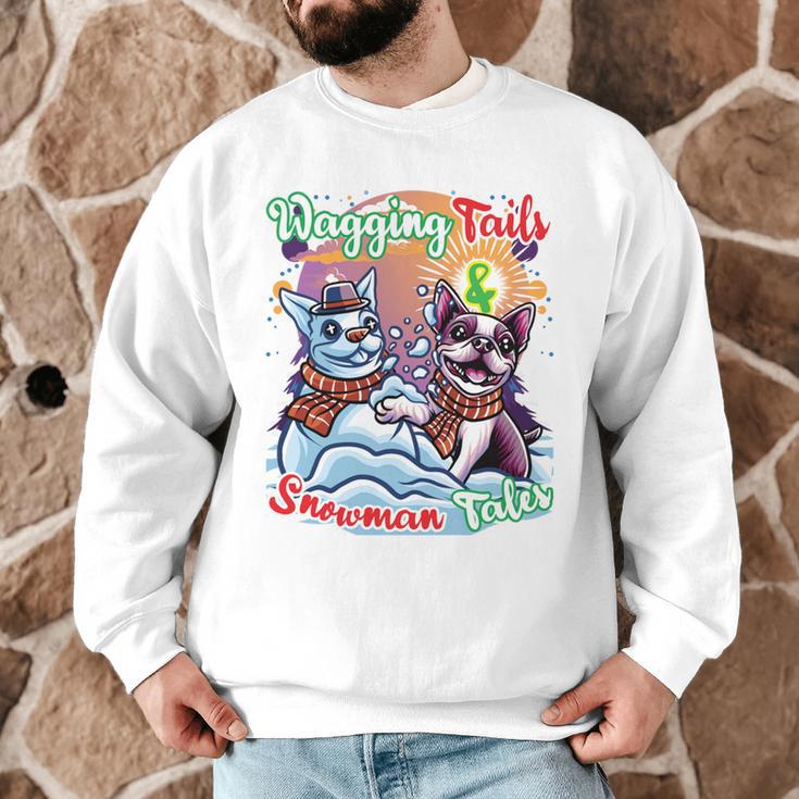 Boston Terrier Dog Christmas Snowman Winter Snow Men Graphic Sweatshirt, novelty gifts, funny gifts