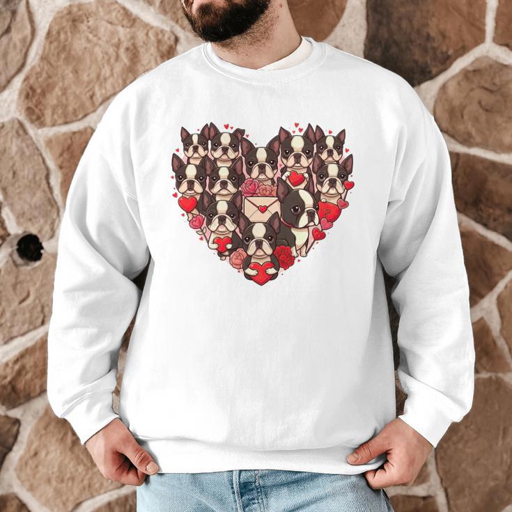 Boston Terrier Heart Valentine Boston Terrier Men Graphic Sweatshirt, novelty gifts, funny gifts
