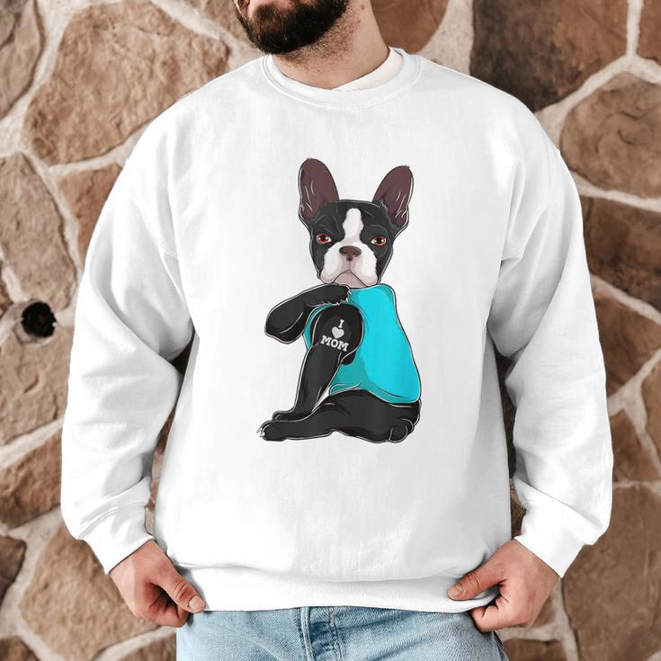 Boston Terrier I Love Mom Apparel Men Graphic Sweatshirt, novelty gifts, funny gifts