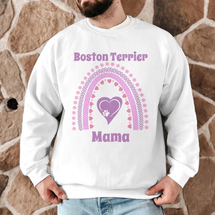 Boston Terrier Mama Cute Rainbow Paw Heart Shape Men Graphic Sweatshirt, novelty gifts, funny gifts