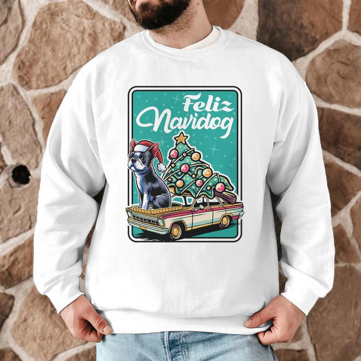 Boston Terrier Merry Christmas Tree Truck Dog X-Mas Men Graphic Sweatshirt, novelty gifts, funny gifts