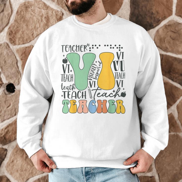 Braille Teacher Of The Visually Impaired Groovy VI Teacher Men Graphic Sweatshirt, novelty gifts, funny gifts Braille Teacher Of The Visually Impaired Groovy VI Teacher Men Graphic Sweatshirt, novelty gifts, funny gifts