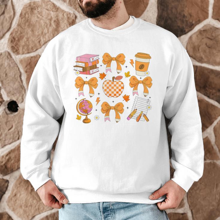 Coquette Bow Teacher Thanksgiving Fall Autumn Girls Women Men Graphic Sweatshirt, novelty gifts, funny gifts