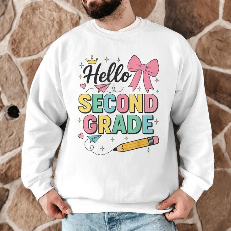 Cute Hello Second Grade Back To School Coquette Teacher Girl Men Graphic Sweatshirt, novelty gifts, funny gifts