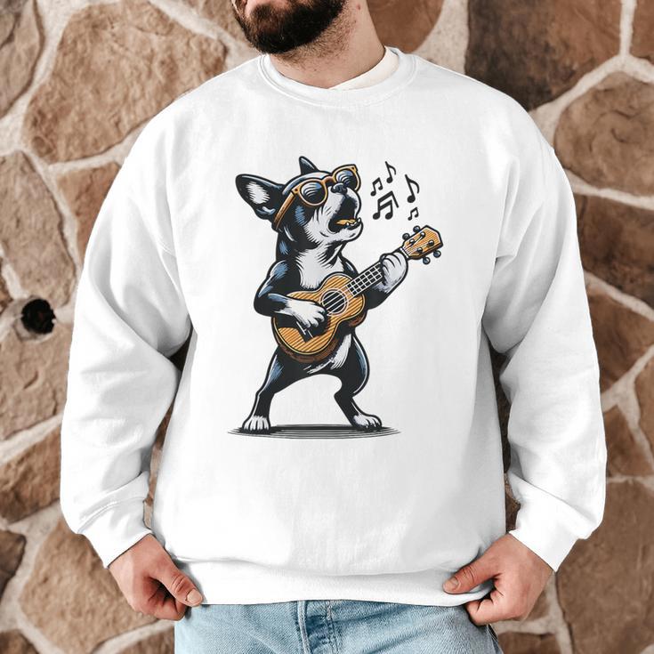 Dog Playing Guitar Singing Boston Terrier For Men Women Girls Kids Men Graphic Sweatshirt, novelty gifts, funny gifts