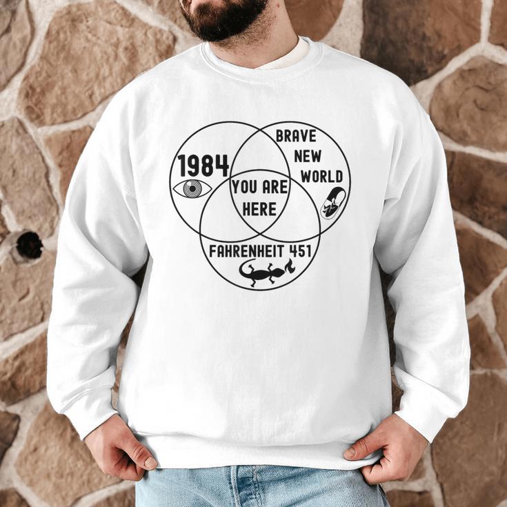 You Are Here Dystopian Venn Diagram English Teacher Bk Men Graphic Sweatshirt, novelty gifts, funny gifts You Are Here Dystopian Venn Diagram English Teacher Bk Men Graphic Sweatshirt, novelty gifts, funny gifts
