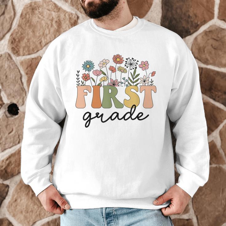 First Grade Teacher Wildflower Back To School Floral Outfits Men Graphic Sweatshirt, novelty gifts, funny gifts First Grade Teacher Wildflower Back To School Floral Outfits Men Graphic Sweatshirt, novelty gifts, funny gifts