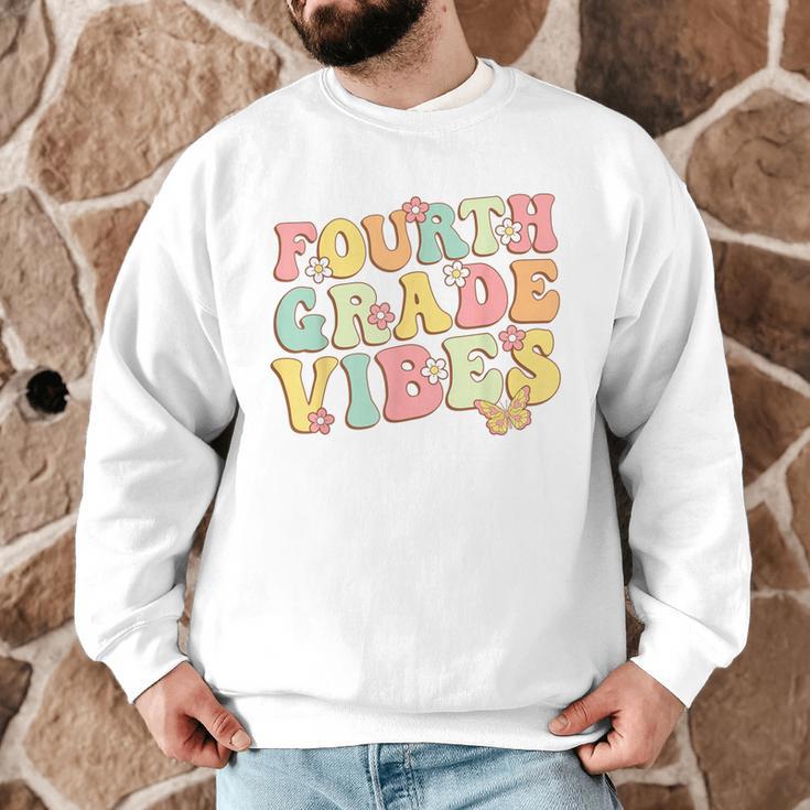 Fourth Grade Vibes Hello Team 4th Grade Teacher Kids Retro Men Graphic Sweatshirt, novelty gifts, funny gifts