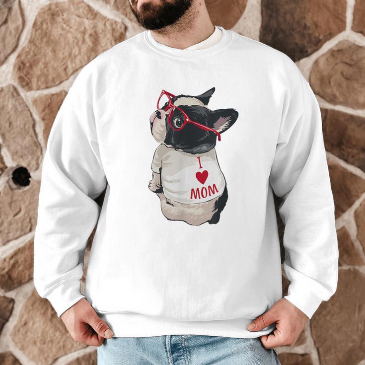 Girls I Heart Mom Love Mama Boston Terrier Dog Lover Men Graphic Sweatshirt, novelty gifts, funny gifts