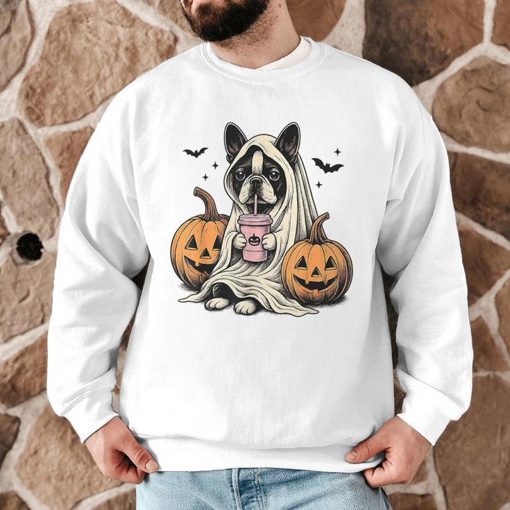 Halloween Boston Terrier Ghost Men Graphic Sweatshirt, novelty gifts, funny gifts