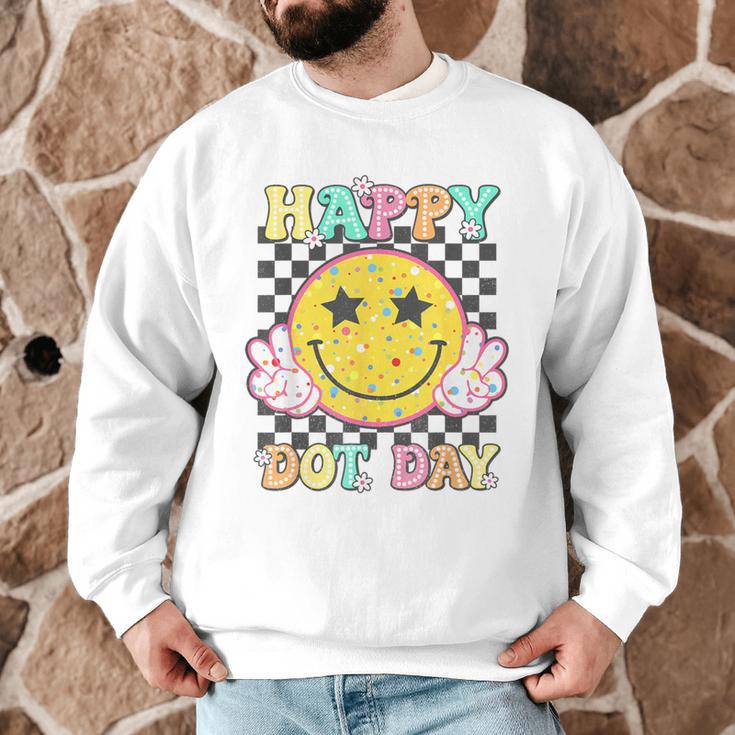 Happy Dot Day Hippie Flowers Smile Face Groovy Teacher Kids Men Graphic Sweatshirt, novelty gifts, funny gifts Happy Dot Day Hippie Flowers Smile Face Groovy Teacher Kids Men Graphic Sweatshirt, novelty gifts, funny gifts