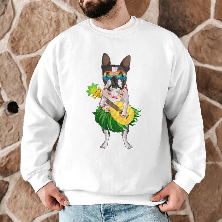 Hawaiian Boston Terrier Dog Pineapple Ukulele Summer For Men Women Girls Kids Men Graphic Sweatshirt, novelty gifts, funny gifts