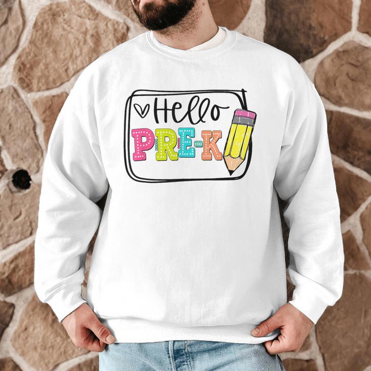 Hello Pre-K Team Preschool Teacher Kids Back To School Men Graphic Sweatshirt, novelty gifts, funny gifts