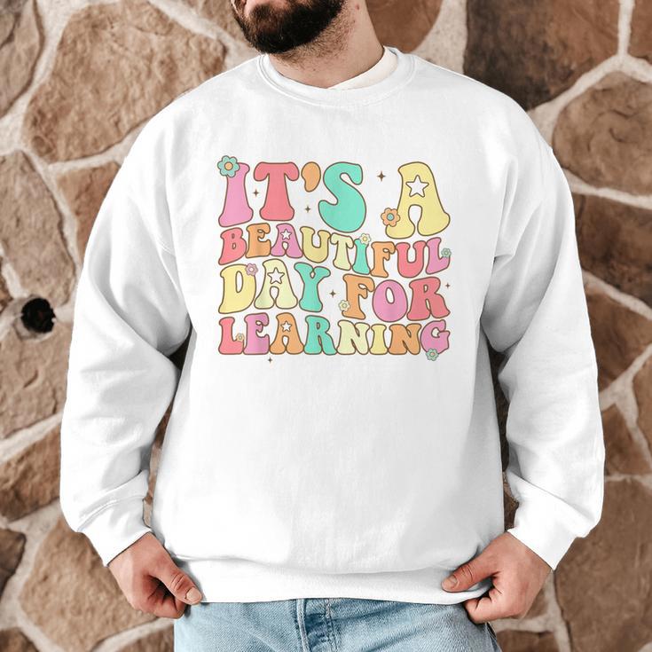 It's Beautiful Day For Learning Retro Teacher Students Women Men Graphic Sweatshirt, novelty gifts, funny gifts