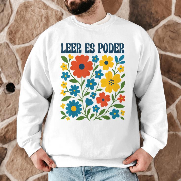 Leer Es Poder Cute Floral Boho Spanish Teacher Reading Men Graphic Sweatshirt, novelty gifts, funny gifts