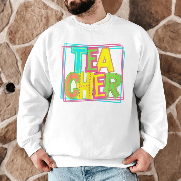 Neon Retro Teacher Cute Teacher Team New Teacher Back To Sch Men Graphic Sweatshirt, novelty gifts, funny gifts