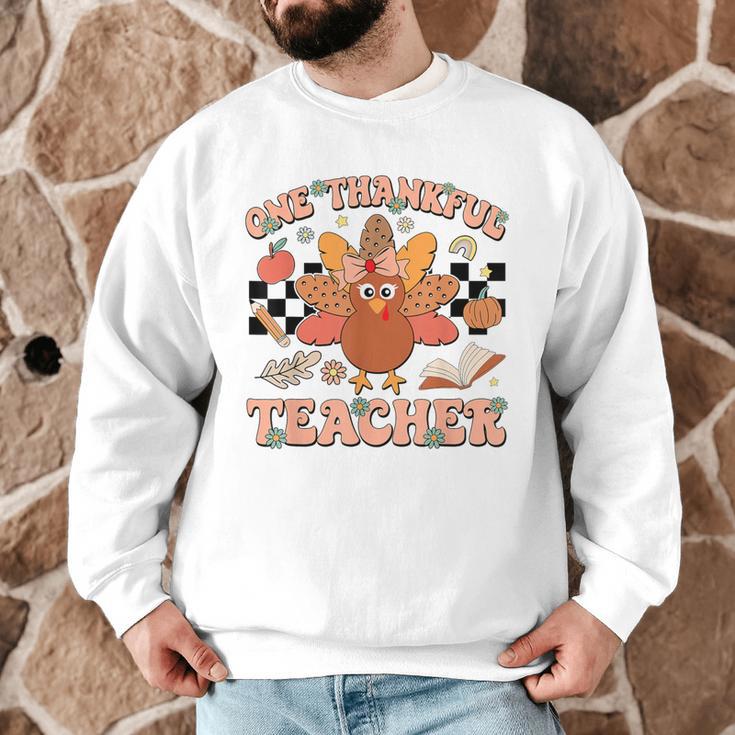 One Thankful Teacher Thanksgiving Retro Groovy Fall Teachers Men Graphic Sweatshirt, novelty gifts, funny gifts One Thankful Teacher Thanksgiving Retro Groovy Fall Teachers Men Graphic Sweatshirt, novelty gifts, funny gifts