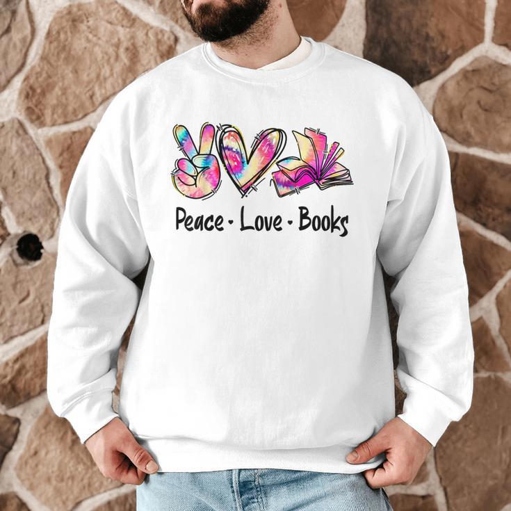 Peace Love Books Librarian Teacher Life Book Library Tie Dye Men Graphic Sweatshirt, novelty gifts, funny gifts