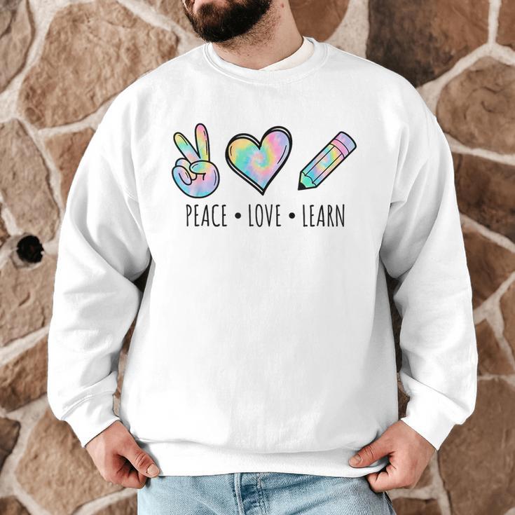 Peace Love Learn Tie Dye Teacher Kids 100th Days Of School Men Graphic Sweatshirt, novelty gifts, funny gifts Peace Love Learn Tie Dye Teacher Kids 100th Days Of School Men Graphic Sweatshirt, novelty gifts, funny gifts