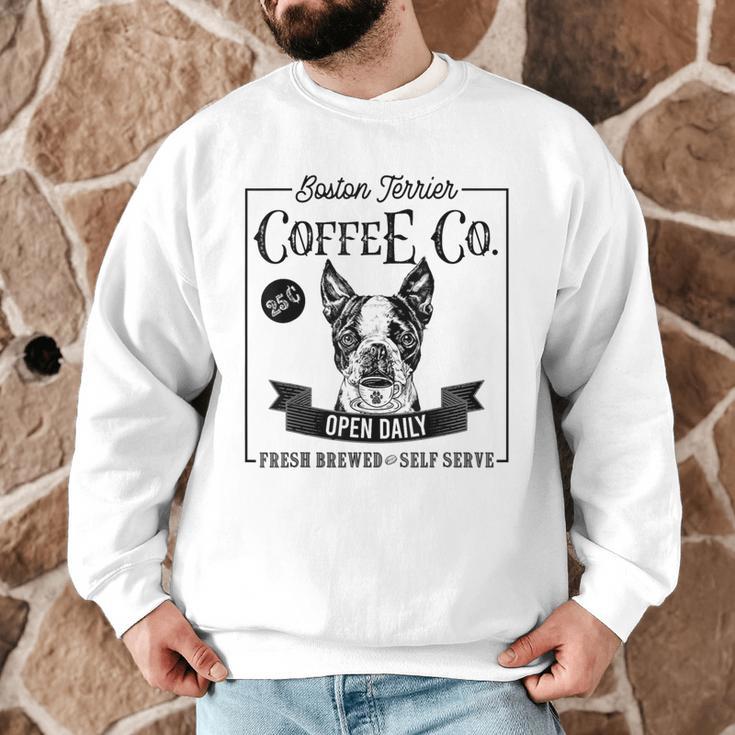 Retro Boston Terrier Coffee Dog Mom Coffee Lover Men Graphic Sweatshirt, novelty gifts, funny gifts