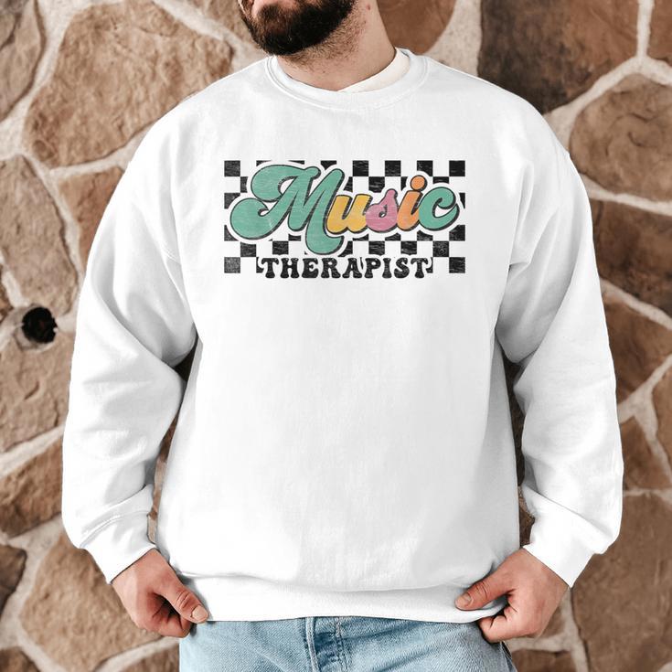 Retro Checkered Music Therapist Squad Music Therapy Teacher For Men Women Men Graphic Sweatshirt, novelty gifts, funny gifts