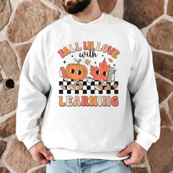 Retro Fall In Love With Learning Autumn Pumpkin Teacher Men Graphic Sweatshirt, novelty gifts, funny gifts Retro Fall In Love With Learning Autumn Pumpkin Teacher Men Graphic Sweatshirt, novelty gifts, funny gifts