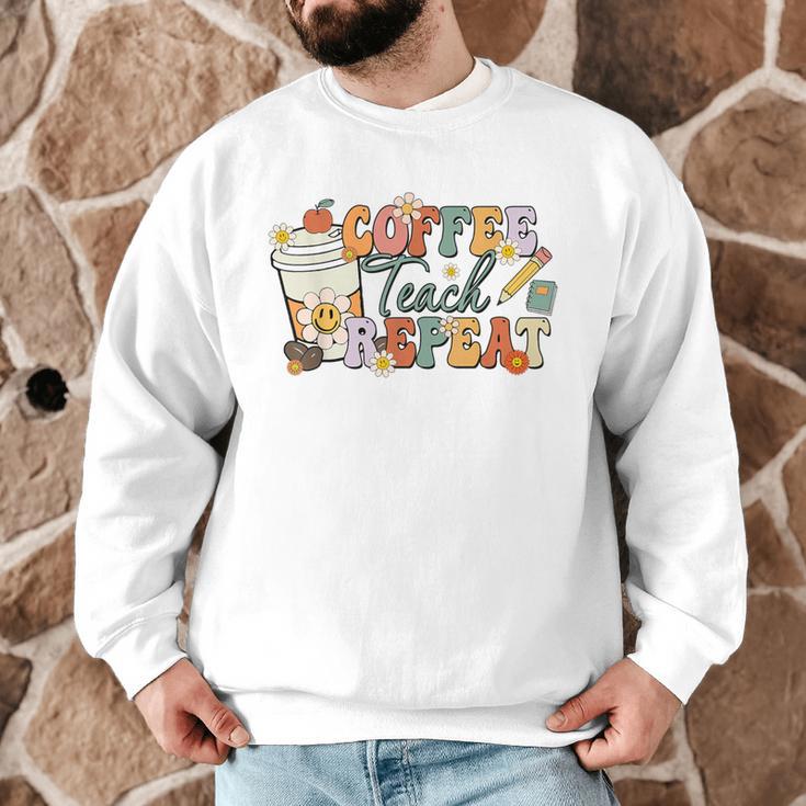 Retro Grovvy Coffee Teach Repeat Teacher Men Graphic Sweatshirt, novelty gifts, funny gifts Retro Grovvy Coffee Teach Repeat Teacher Men Graphic Sweatshirt, novelty gifts, funny gifts