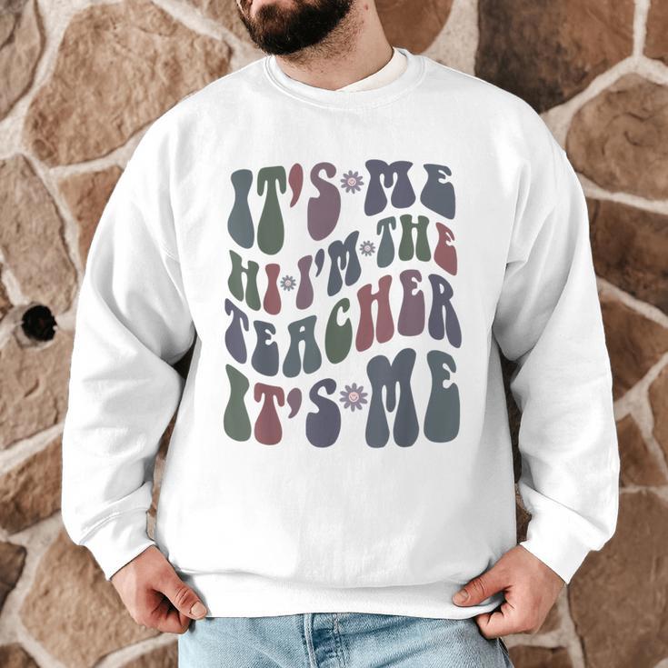 Retro IT'S ME Hi I'm The TEACHER Groovy Testing Squad Pink Men Graphic Sweatshirt, novelty gifts, funny gifts Retro IT'S ME Hi I'm The TEACHER Groovy Testing Squad Pink Men Graphic Sweatshirt, novelty gifts, funny gifts