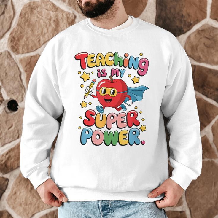 Retro Teaching Is My Superpower Apple Teacher Appreciation Men Graphic Sweatshirt, novelty gifts, funny gifts