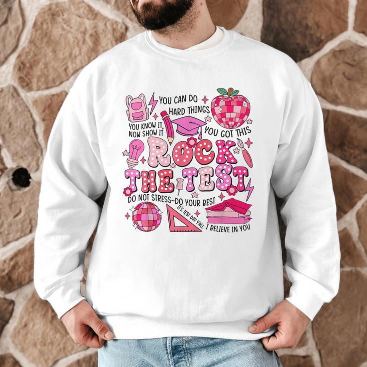 Rock The Test Testing Day Don't Stress Do Your Best Teacher For Men Women Girls Kids Men Graphic Sweatshirt, novelty gifts, funny gifts Rock The Test Testing Day Don't Stress Do Your Best Teacher For Men Women Girls Kids Men Graphic Sweatshirt, novelty gifts, funny gifts