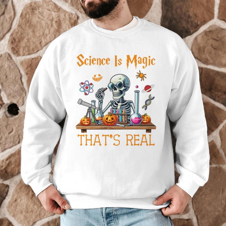 Science Is Magic Halloween Skeleton Students Teacher Men Graphic Sweatshirt, novelty gifts, funny gifts