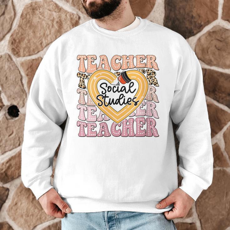 Social Studies Teacher Pencil Heart Leopard Back To School Men Graphic Sweatshirt, novelty gifts, funny gifts Social Studies Teacher Pencil Heart Leopard Back To School Men Graphic Sweatshirt, novelty gifts, funny gifts