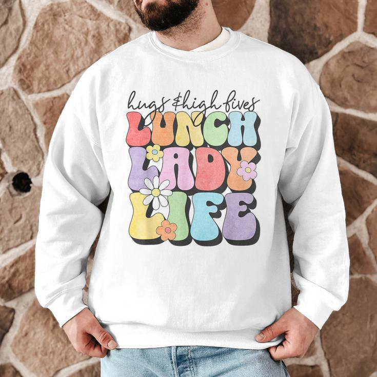 Soul Bleach Teacher Staff First Day Of School Last Hugs & High Fives Lunch Lady Vibes Blue Classic Fit Men Graphic Sweatshirt, novelty gifts, funny gifts Soul Bleach Teacher Staff First Day Of School Last Hugs & High Fives Lunch Lady Vibes Blue Classic Fit Men Graphic Sweatshirt, novelty gifts, funny gifts