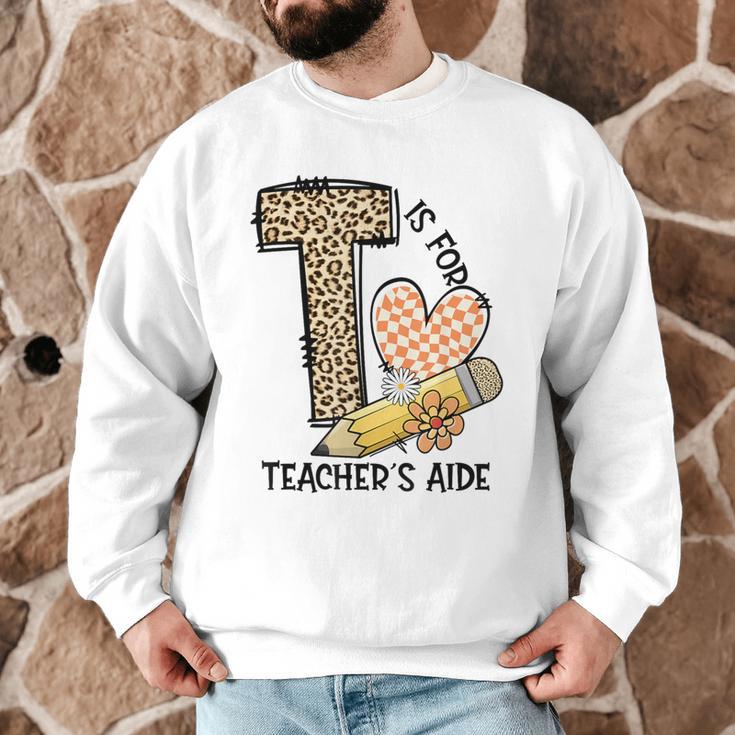 T Is For Teacher’s Aide Back To First Day Of School Leopard Men Women Girls Kids Men Graphic Sweatshirt, novelty gifts, funny gifts T Is For Teacher’s Aide Back To First Day Of School Leopard Men Women Girls Kids Men Graphic Sweatshirt, novelty gifts, funny gifts