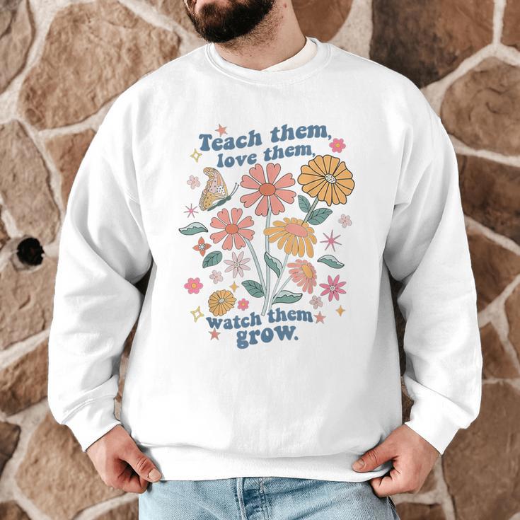 Teach Them Love Them Watch Them Grow Retro Teacher Floral Men Graphic Sweatshirt, novelty gifts, funny gifts Teach Them Love Them Watch Them Grow Retro Teacher Floral Men Graphic Sweatshirt, novelty gifts, funny gifts