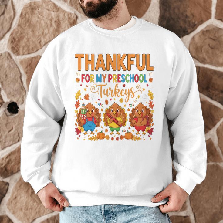Teach Thanksgiving Teacher Thankful For My Preschool Turkeys Men Graphic Sweatshirt, novelty gifts, funny gifts